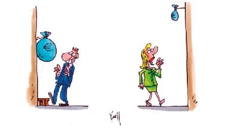 vignetta sul divario retributivo tra uomo e donna